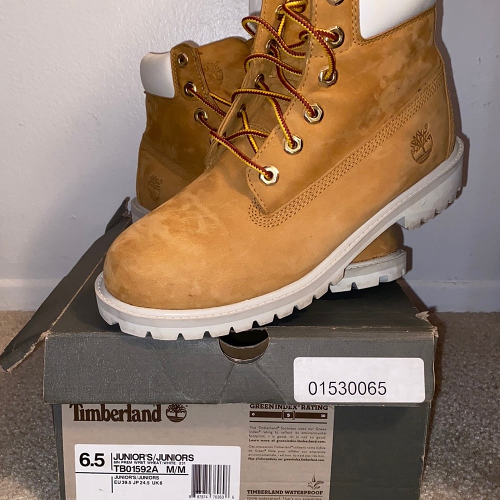 Junior’s Wheat Timberland Boots with white sole